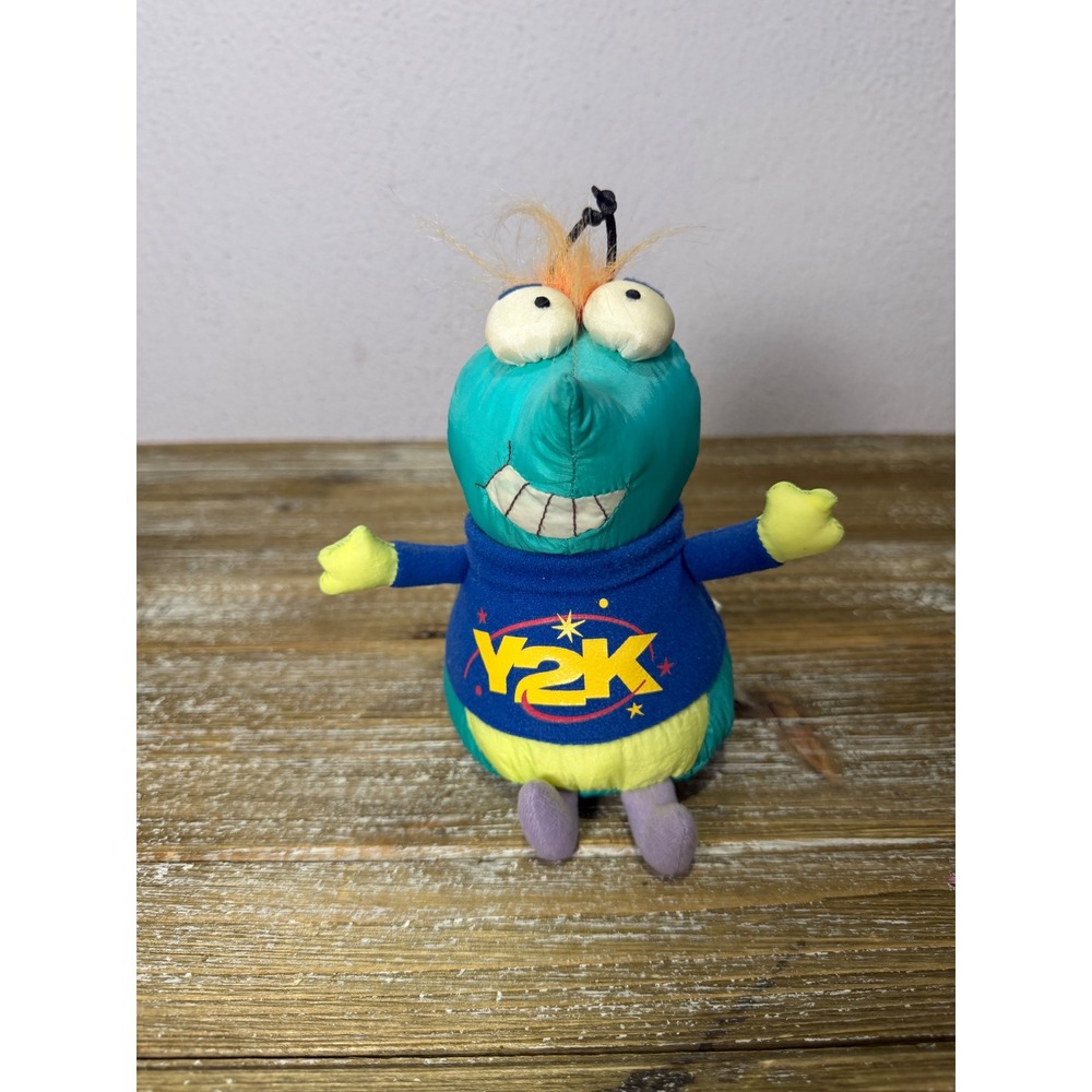 Vintage Hallmark Y2K Millennium Bug Plush Blue Teal Retro 2000 Souvenir Toy